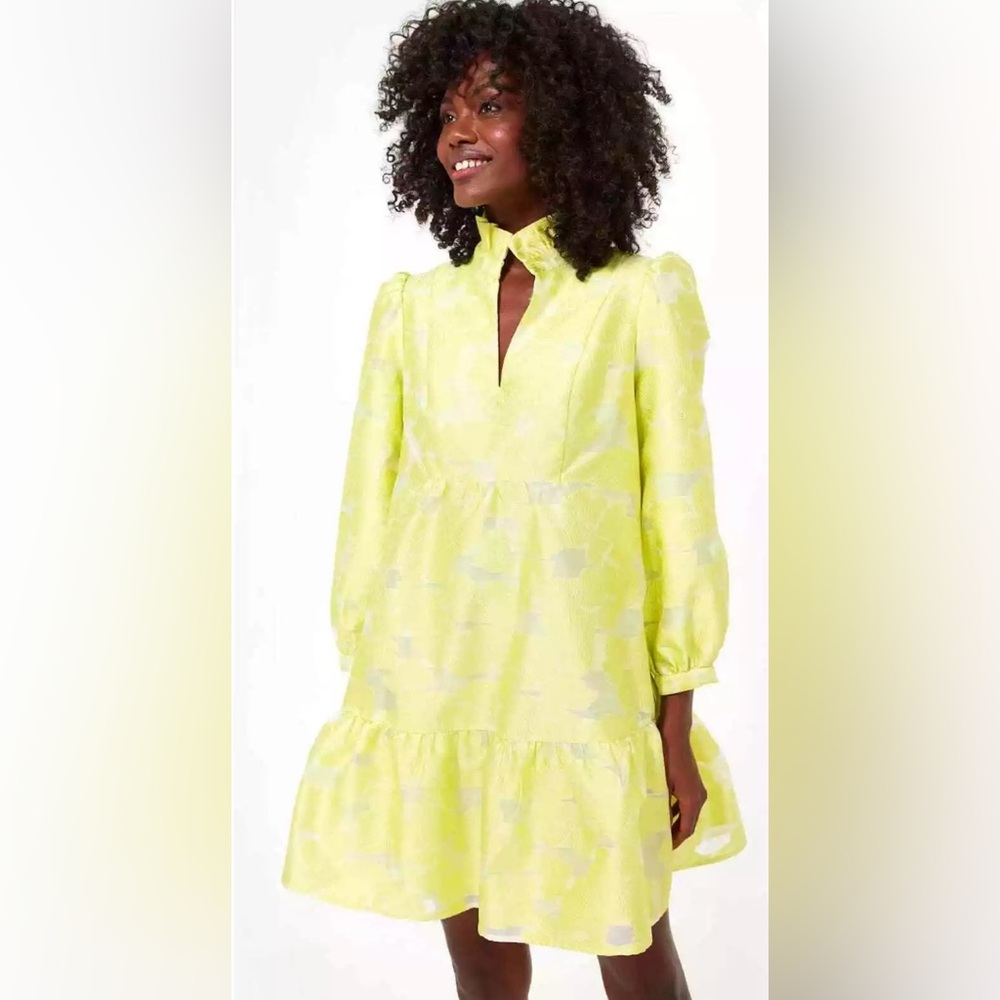 NEW Tuckernuck Citron Fil Coupe Palmerston Dress Womens Medium Yellow Floral